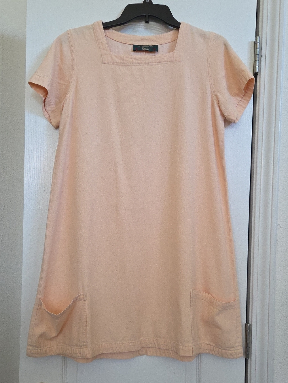 Vintage 80's Orvis Peach Short-Sleeve Shift Tunic